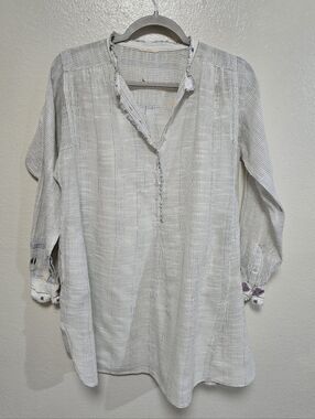 Injiri Button Front Tunic Blouse w/ Pockets Size 36